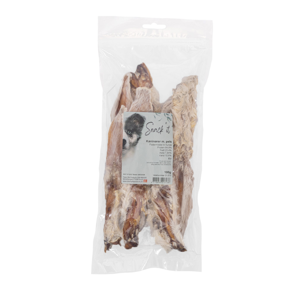 Snack'it Kaninører m. Pels 100g